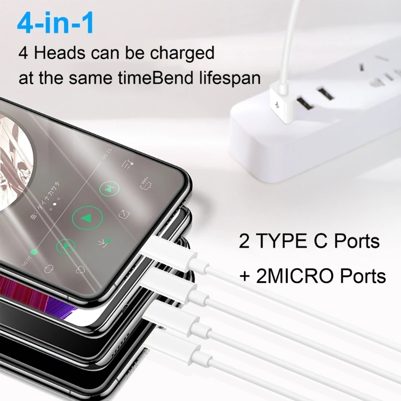 Cable USB-C 4 Puertos – 2 USB-C + 2 Micro USB - imagen 4