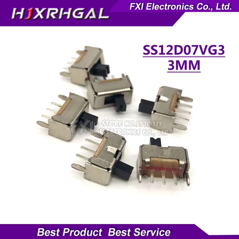 20 piezas interruptor de palanca SS12D07VG3 pequeño interruptor de palanca con soporte 5PIN 2 mango de archivo alto 3mm