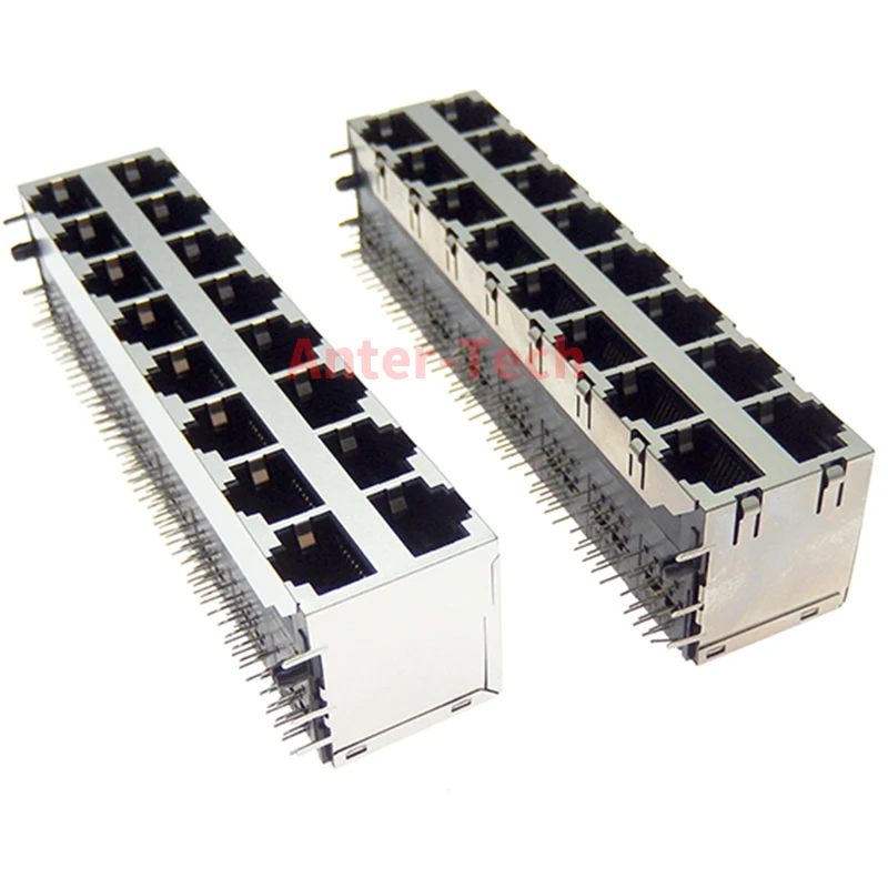 Conector RJ45 PCB Angular 8P8C - 16 Puertos Blindados - imagen 4
