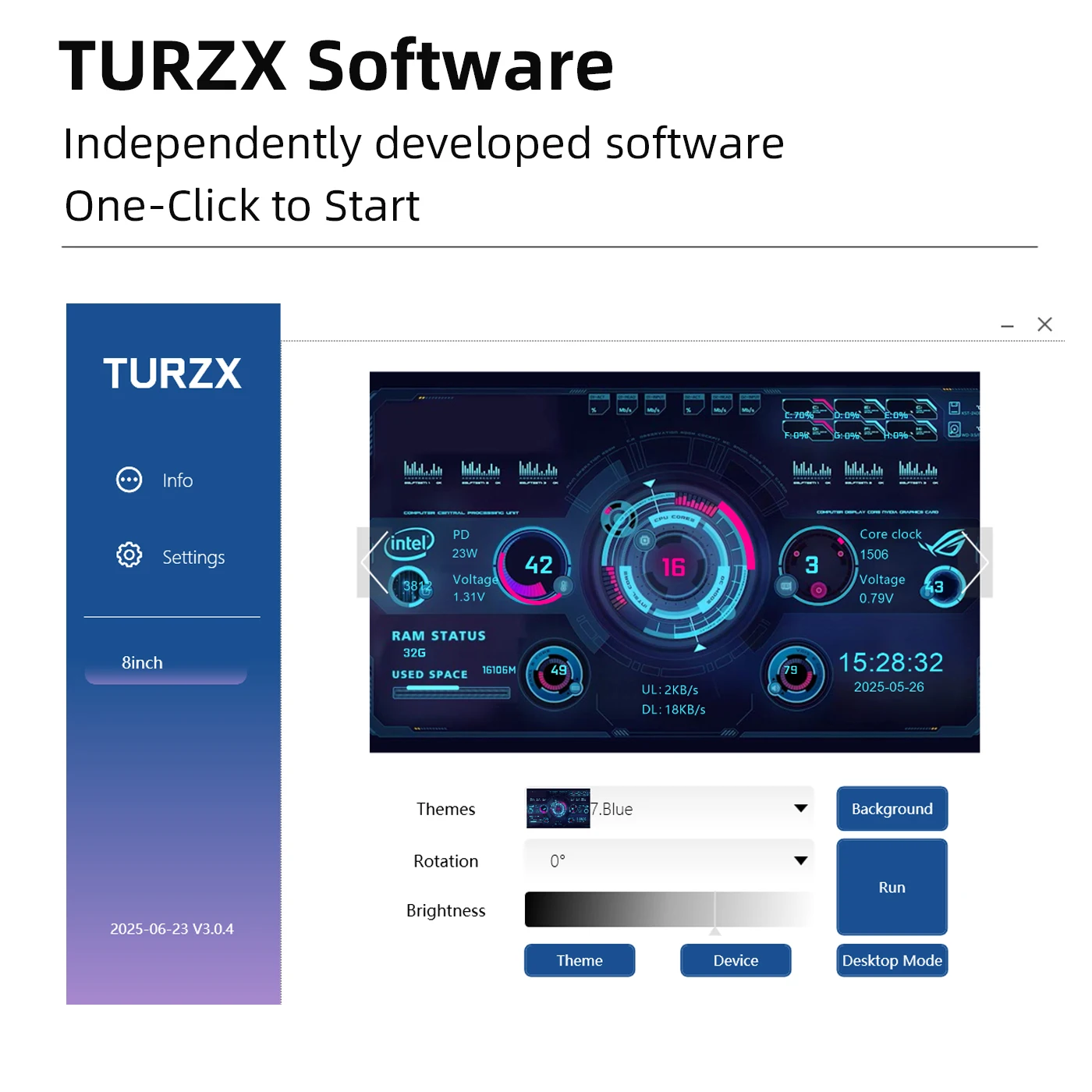 TURZX Pantalla secundaria de 8 pulgadas Pantalla USB 1280x800 IPS LCD Modo de escritorio extendido y CPU GPU RAM HDD Monitor No AIDA64 Win10/11 - imagen 5