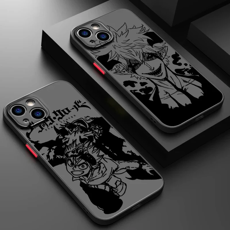 B-trevo negro lindo fresco esmerilado translúcido para Apple iPhone 15 14 13 12 11 XS XR X 8 7 SE Pro Max Plus Mini funda de teléfono mate - imagen 2