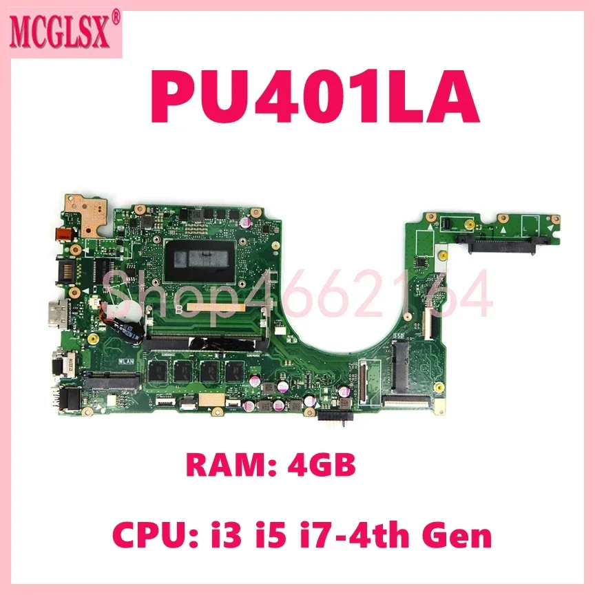 PU401LA con i3 i5 i7-4th Gen CPU 4GB-RAM placa base para ASUS PU401 PU401L E401LA PU401LAC PRO401LA placa base para ordenador portátil probada OK