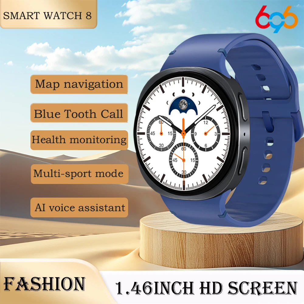 Reloj inteligente con mapa de llamadas de diente azul, navegación, SOS, deportes, relojes de ritmo cardíaco, 8 asistente de voz, recordatorio de información, reloj inteligente, 696
