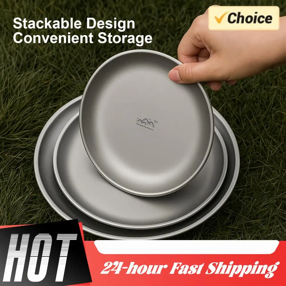 Plato de titanio portátil para viaje, platos para cenar ensalada y Pasta, platos para acampar, bandeja de comida para el hogar, vajilla para senderismo y mochilero, 1/3 Uds. - imagen 4