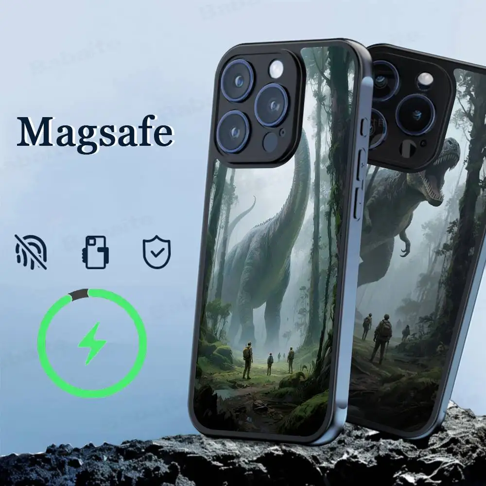 Funda magnética para teléfono Jurassic Park Dinosaur para iPhone 16 14 13 12 11 15 Pro Max Plus para cubierta de carga inalámbrica Magsafe - imagen 4