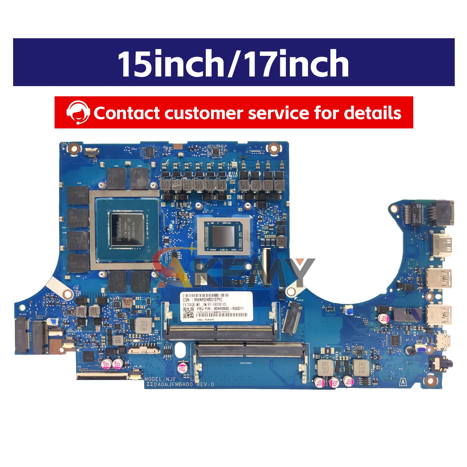 Placa base para ordenador portátil DA0NJFMBAD0 para ASUS TUF Gaming FA506Q FA506QM FA506QR placa base para portátil con CPU R5 R7 R9 100% pruebas OK stk - imagen 2