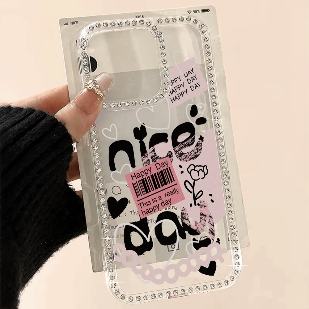 Funda de teléfono con cordón de diamante para iPhone 17 16 Pro Max 11 13 15 14 12 Air 17promax 16promax Funda transparente a prueba de golpes - imagen 5