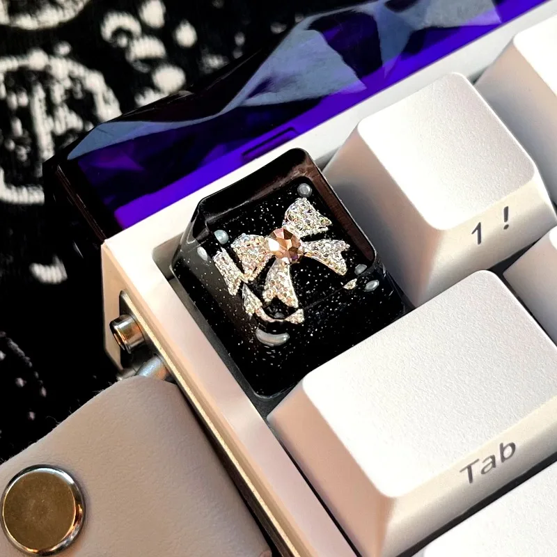 Juego de teclas con tema de mariposa rosa, perfil OEMR4 de fundición de resina, teclas originales hechas a mano personalizadas para teclado mecánico, regalo DIY - imagen 3