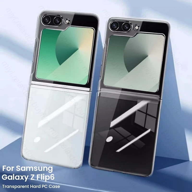 Funda transparente para Samsung Z Flip 6 5G, carcasa dura de PC plegable para Galaxy Z6 Flip6 ZFlip6 ZFlip 6, carcasa ultrafina