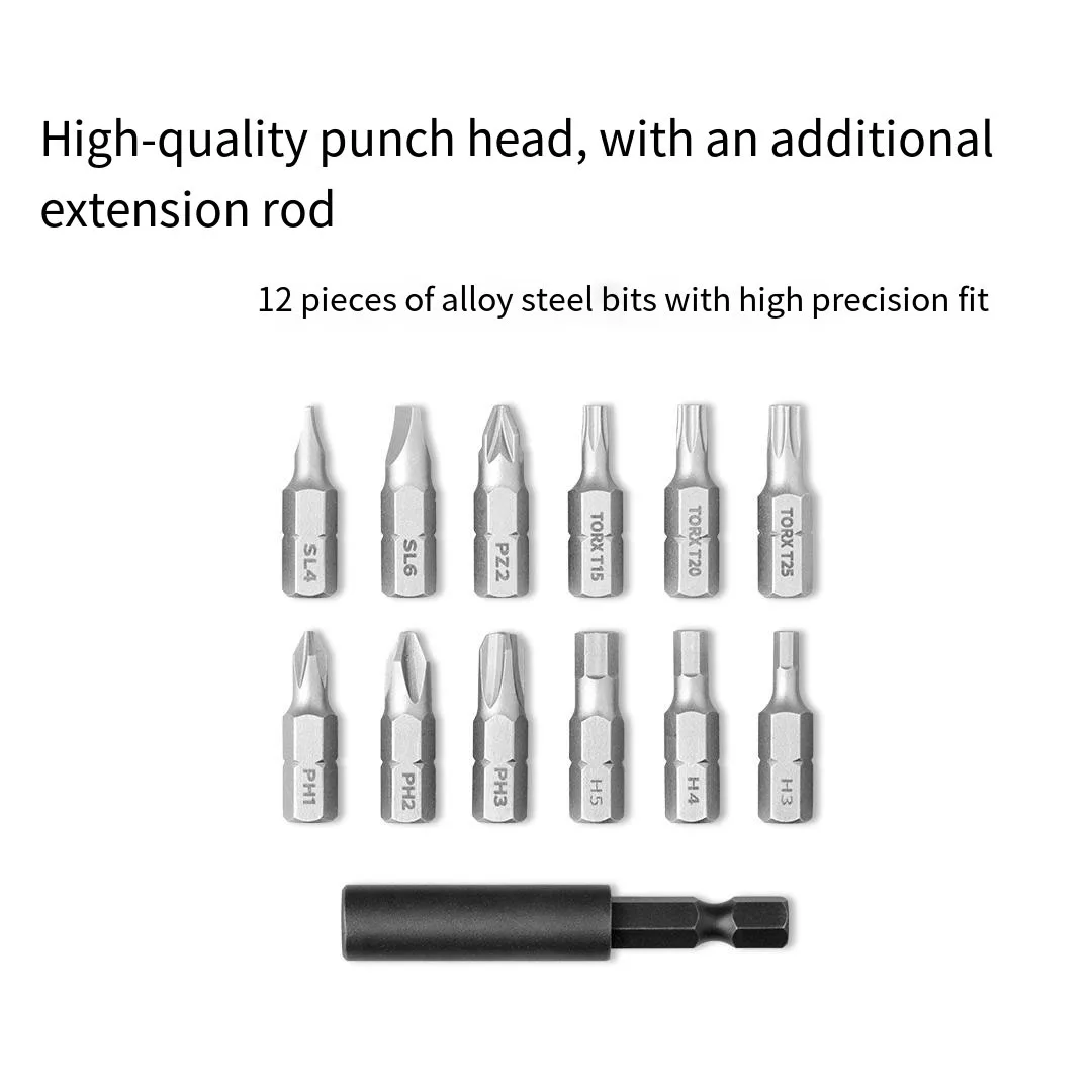 Xiaomi-destornillador eléctrico inteligente, herramienta de iones de litio de 3,6 V, 2000mAh, 5N.M, destornillador eléctrico de torsión para el hogar con 12 Uds. De brocas de tornillo S2 - imagen 3