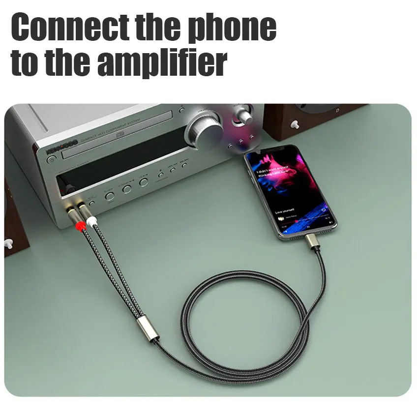 Adaptador de enchufe USB C a 2RCA macho, divisor tipo C a RCA macho a macho Y RCA para coche, altavoz estéreo auxiliar, cable Amp - imagen 5