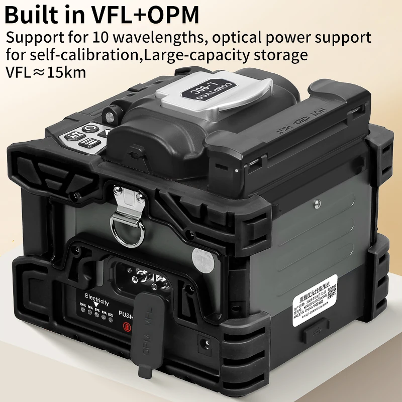 COMPTYCO-empalmador de fusión de fibra óptica L-90C, máquina de soldadura multilingüe con núcleo de fibra óptica de seis motores, función VFL OPM integrada - imagen 4