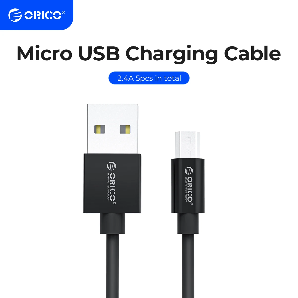 ORICO Cable Datos Carga Micro USB 2.0 Teléfonos Inteligentes Cable Carga 30cm x 5 Negro Blanco Redmi K20 Pro - Vista principal del producto