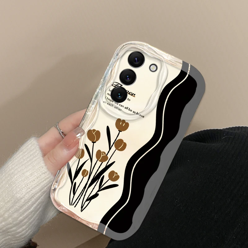 Diseño de Arte de letras de flores de lujo para Samsung S24, S23, S21, S20 Ultra Plus FE, A73, A72, A71, A51, A31, A05S, A05, A04, 5G Wave Oil, TPU - imagen 4