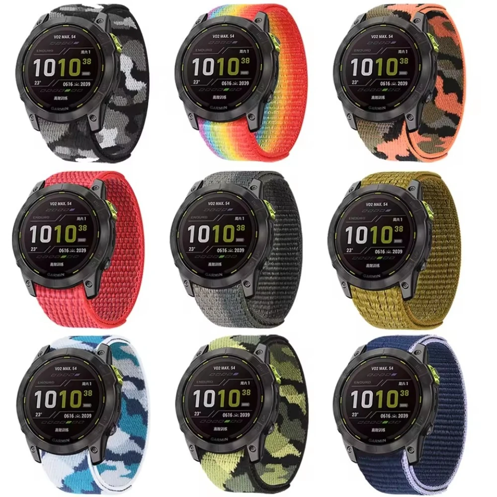 Correa QuickFit de 26 y 22mm para Garmin Forerunner 970 965 955 945 LTE/Fenix 7X 7 6X 6 5/Enduro 3 pulsera tejida deportiva de nailon con gancho - imagen 2