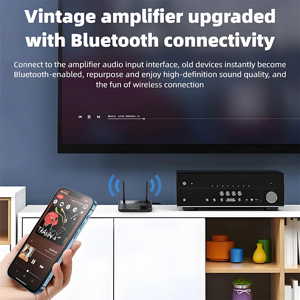 Receptor y transmisor de Audio Bluetooth 5,3, adaptador de música inalámbrico, par de 2 dispositivos BT 5,0, conector Aux RCA de 3,5mm para TV, coche, PC y auriculares - imagen 4