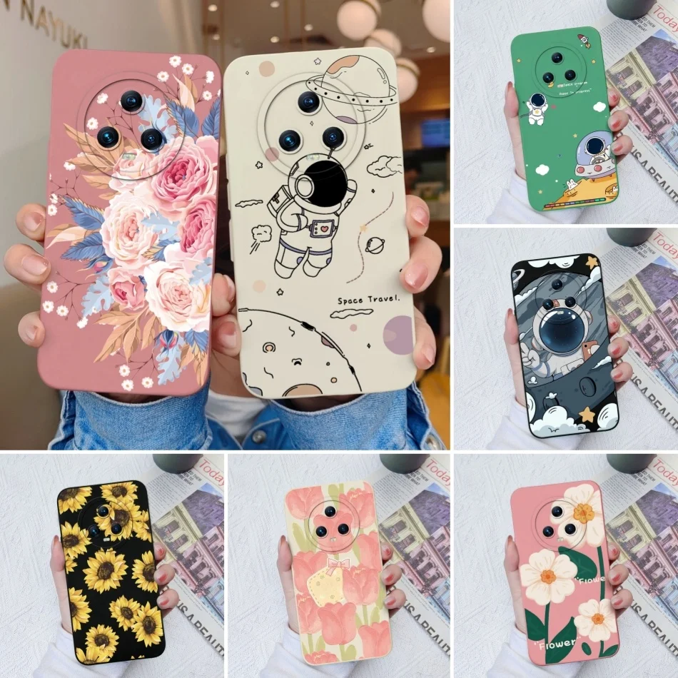 Funda para Honor Magic 5 Pro Flower Spaceman cobertura completa Funda trasera de teléfono de silicona líquida suave para Honor Magic5 Pro Funda Capa