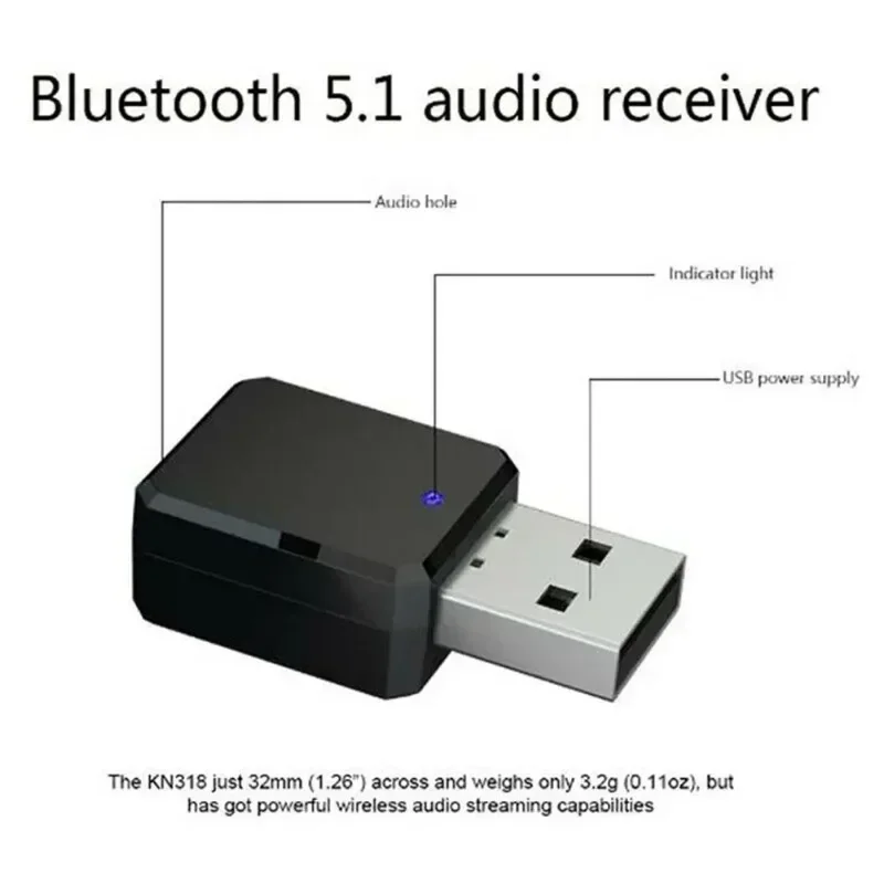 Adaptadores de transmisor receptor de Audio Bluetooth inalámbrico KN318, herramienta de adaptación USB AUX de 3,5mm para receptor de Audio de música de coche, manos libres - imagen 4
