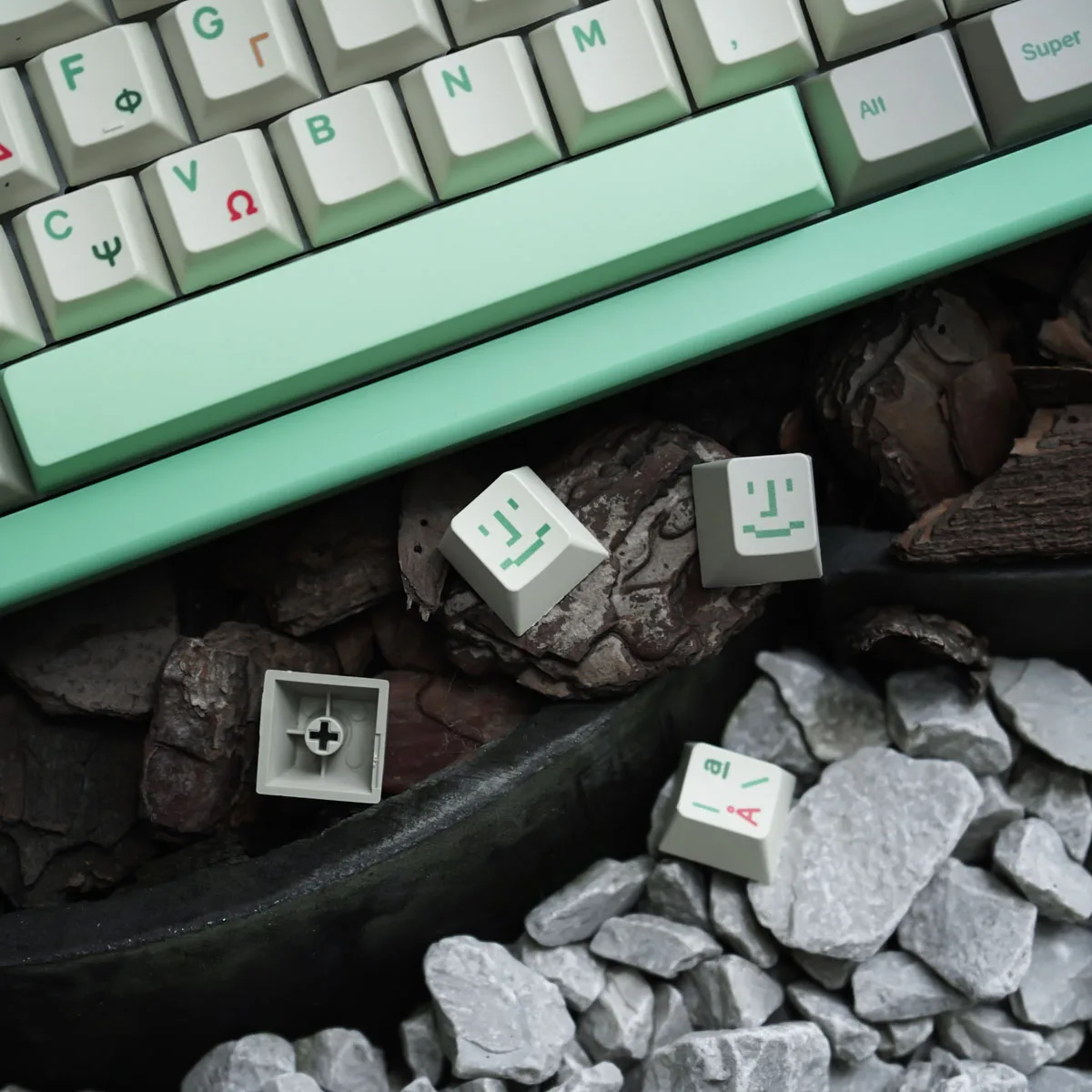 Juego de teclas con tema griego verde Retro, perfil de cereza PBT, 147 teclas, teclas originales personalizadas hechas a mano para regalo de teclado mecánico - imagen 5