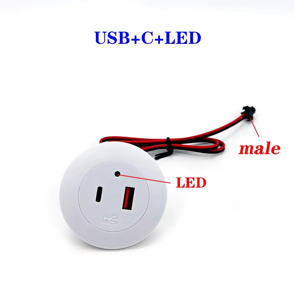 Cargador de escritorio integrado 2USB TYPE-C, enchufe para muebles y sofá, conector de Cable de carga rápida oculto multifuncional SM - imagen 4