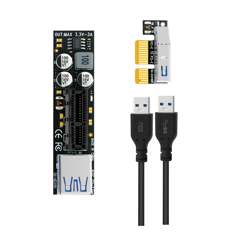 Cable elevador PCIE de velocidad completa USB 3,0 PCI Express X1 a X1 Cable de extensión adaptador convertidor de tarjeta con módulo de alimentación para PC de escritorio - imagen 3