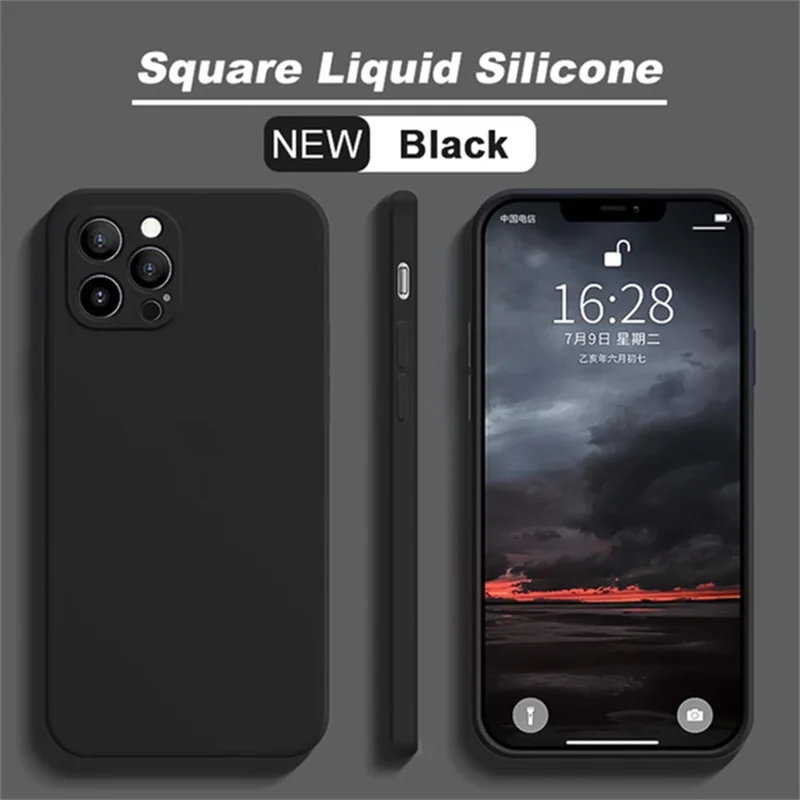 Funda de teléfono de silicona líquida cuadrada Original para iPhone 11 12 13 14 15 Pro Mini XS Max X XR 15 Plus funda protectora de lente Coque - imagen 2