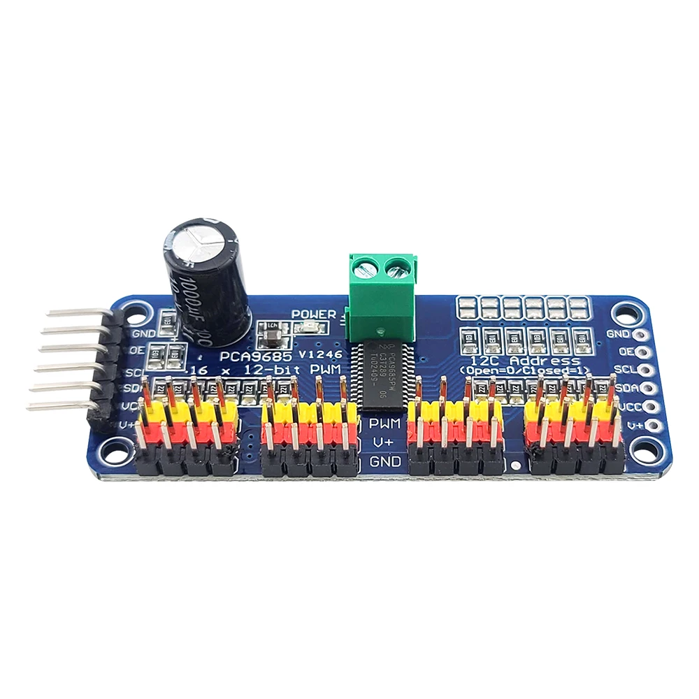 PCA9685PW Controlador de servo escudo PWM de 16 canales y 12 bits para módulos servo de interfaz Raspberry Pi I2C IIC - imagen 3