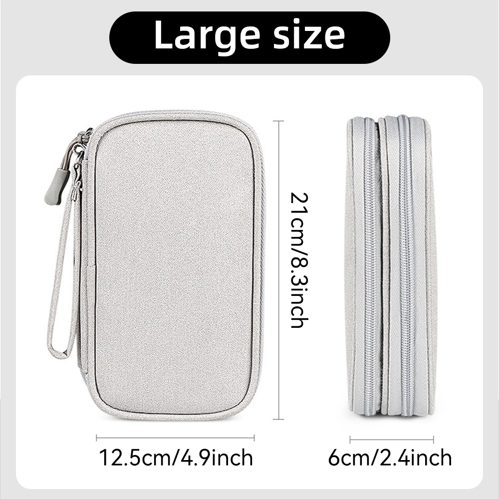 Data Cable Storage Bag Waterproof Travel Organizer Bag Portable Carry Case Double Layers Storage Bag for Cable Cord USB Charger - imagen 2