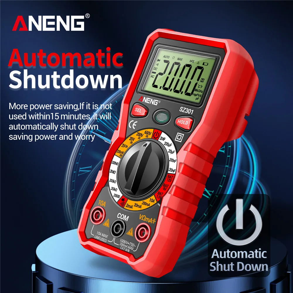 Multímetro Digital automático voltaje CA/CC resistencia de corriente ANENG SZ301 medidor de corriente capacitancia NCV probador herramientas de electricista - imagen 3