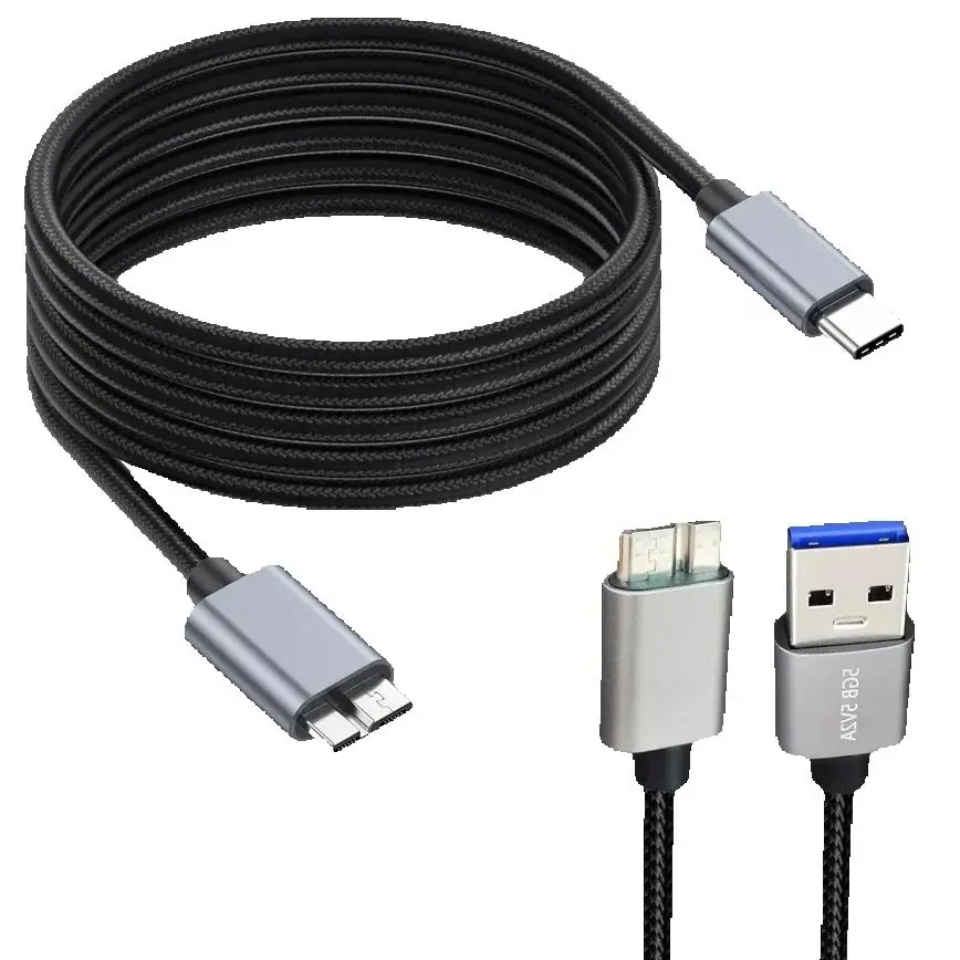 Cable USB C a Micro B 3,0 de 3M y 5M, Cable de sincronización de datos rápida de 5Gbps 3A para disco duro Macbook, HDD SSD, carcasa USB tipo C, Cable Micro B