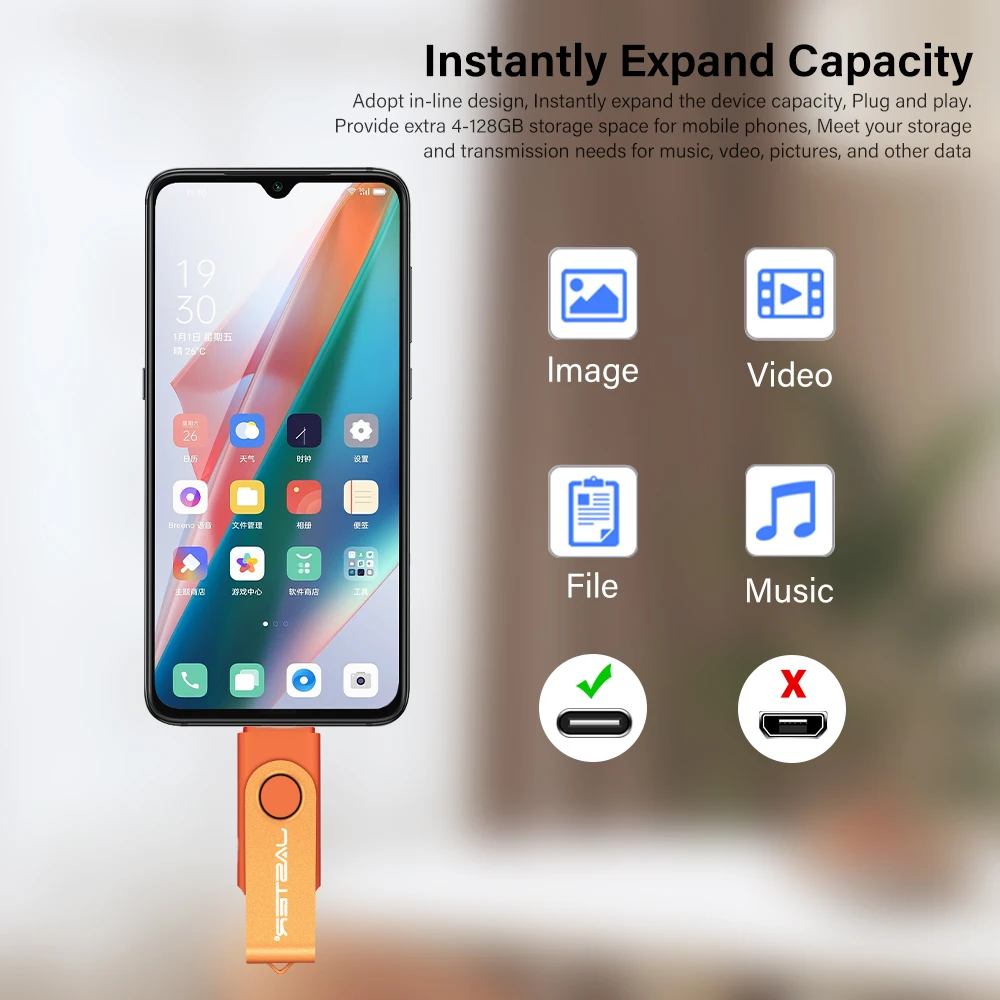 Memoria USB TYPE-C 128GB 360 °   Girar libremente Mini Pen Drive 64GB Logotipo personalizado gratuito USB Flash Drive 32GB 2IN1 Metal Pendrive 16GB - imagen 5