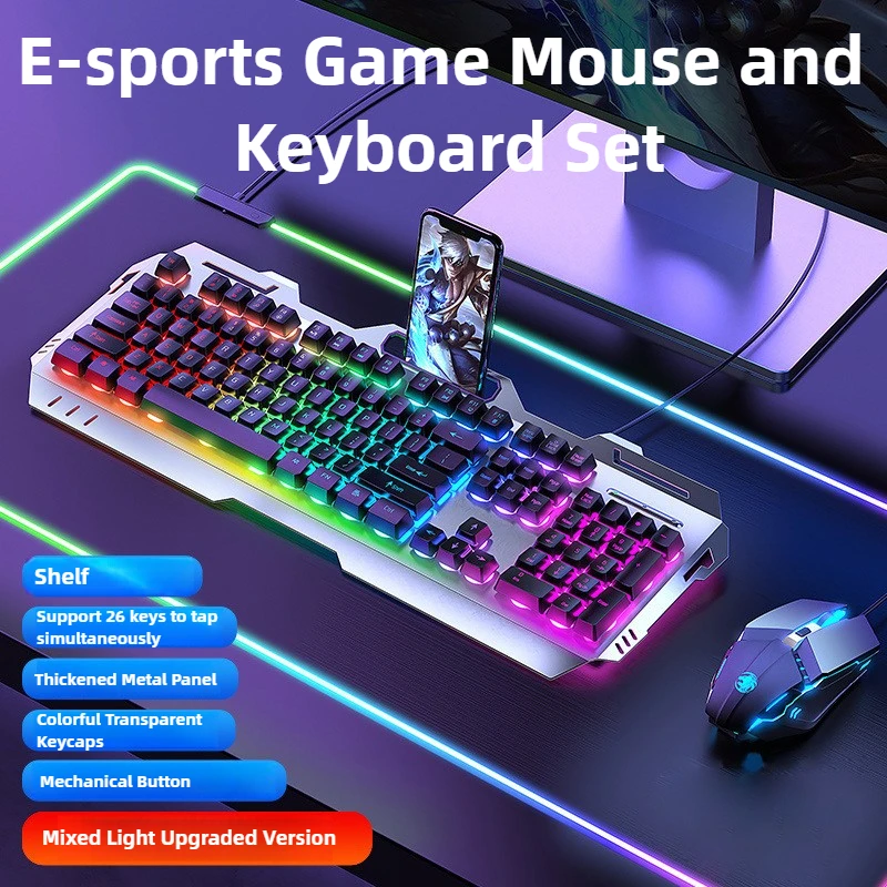 Venta caliente con cable USB RGB teclado para juegos y ratón Combo ergonómico impermeable teclado y ratón Combos Set para jugadores de escritorio - imagen 2