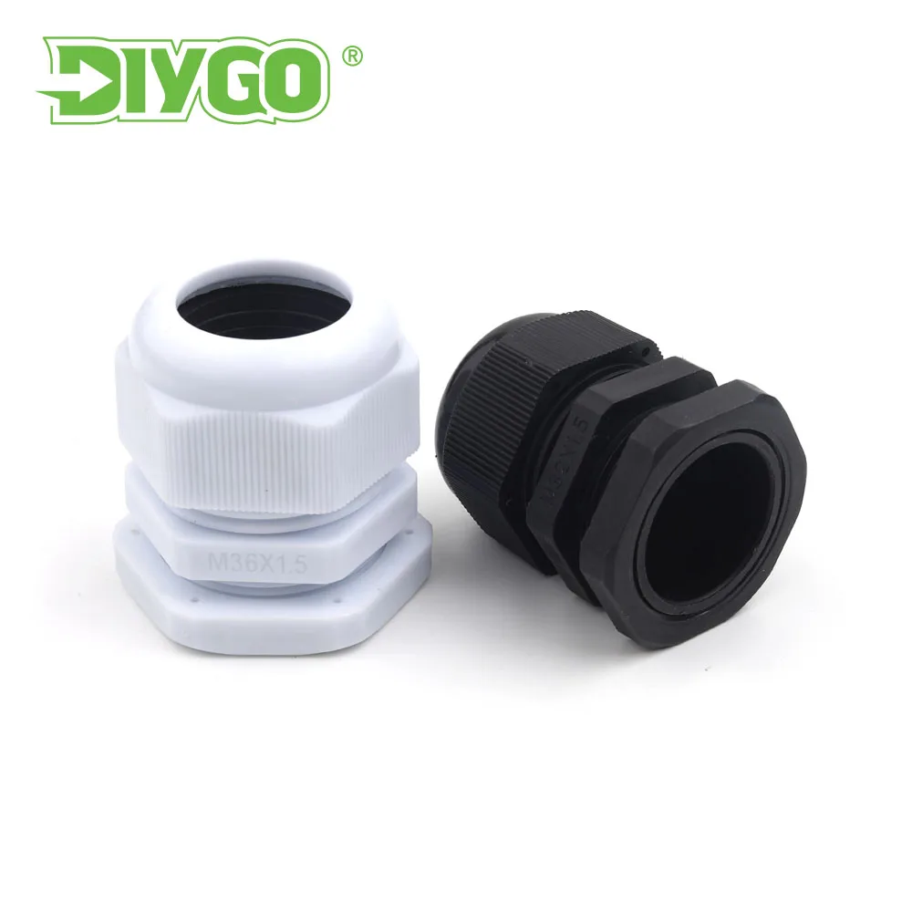 Conector de Cable de fijación de nailon blanco IP68, junta de sellado de plástico negro, glándula de Cable impermeable, 16Mm-44Mm, M32/m36/m40/m50/m63