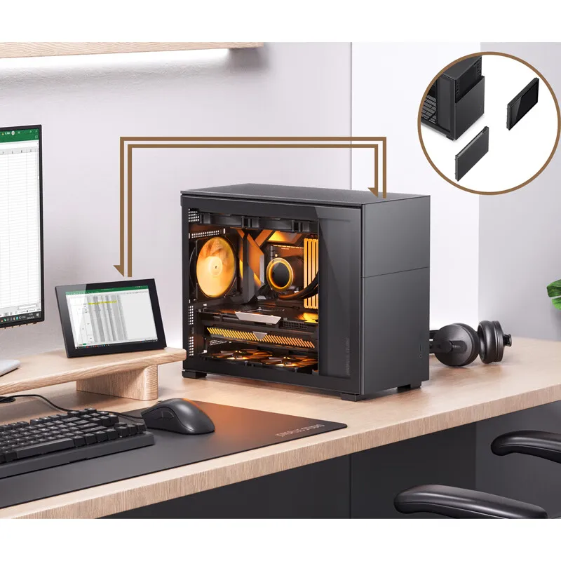 Jonsbo-carcasa Pinecone D31, carcasa MATX ITX DTX, pequeña pantalla secundaria de translucidez de videojuegos, soporte ATX Power 360, chasis de escape en frío - imagen 3