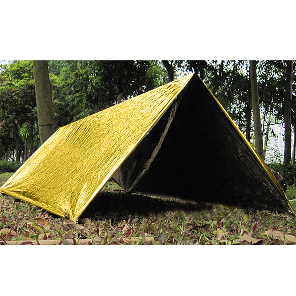 Manta de supervivencia de aluminio, ligera, impermeable, para acampar, mantas cálidas, aislamiento, salvavidas para senderismo al aire libre, viajes, caza