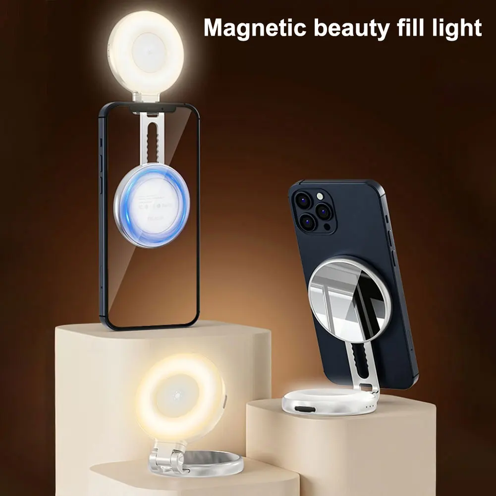Luz magnética para Selfie, anillo de luz portátil recargable para teléfono, luz LED para teléfono móvil de viaje para Selfies, fotografía, maquillaje, Vlog - imagen 3