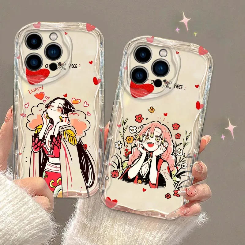 Funda de una pieza para niña, funda para iPhone XR 16 15 14 13 12 11 Pro Plus Max Mini Wave Oil