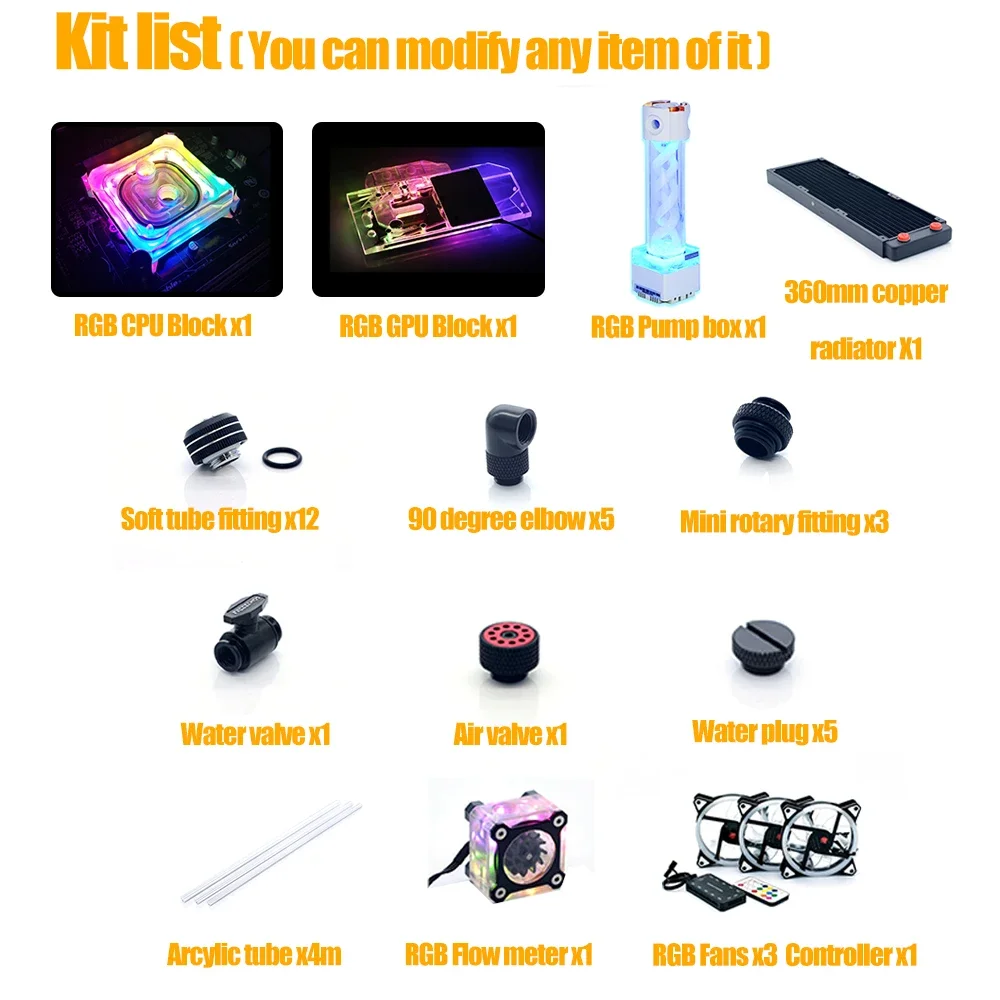 FREEZEMOD-Kit de refrigeración por agua para tubo duro AMD/Intel, modificación de tubo acrílico/PETG, radiador de cobre, paquete MOD de enfriador de líquido - imagen 3