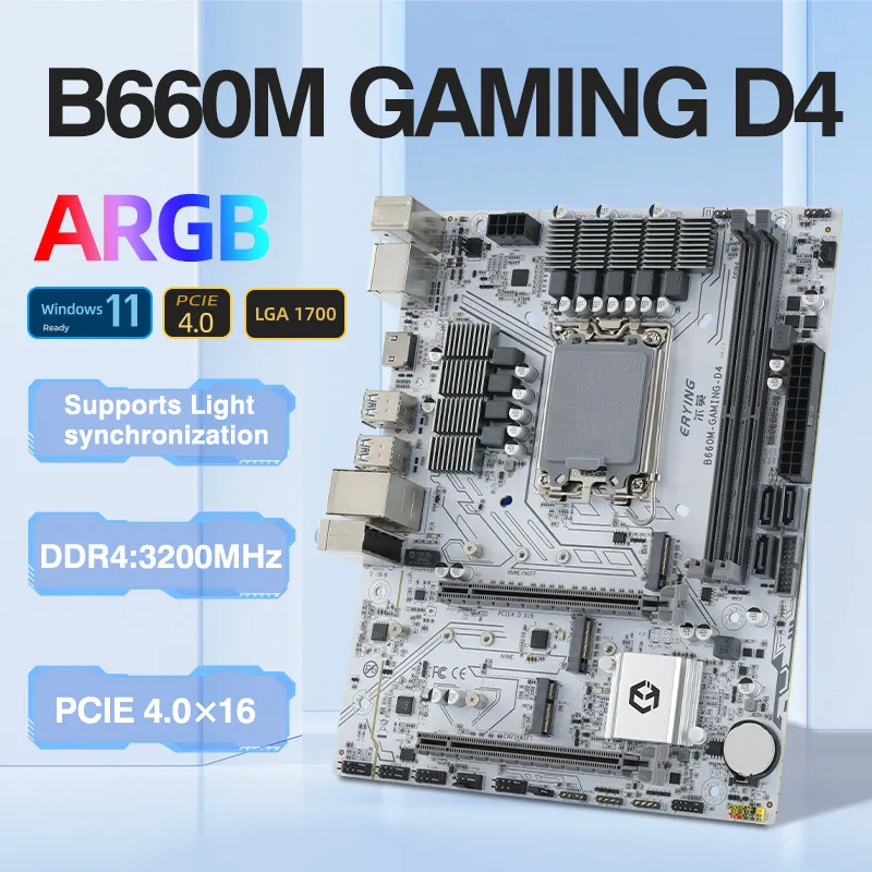 Placa base M-ATX B660M B660 Gaming D4 compatible con 12. ° 13, 14 (CPU LGA 1700 12100F/12400F/12490F/12600F/13600F) DDR4 M2 NVME