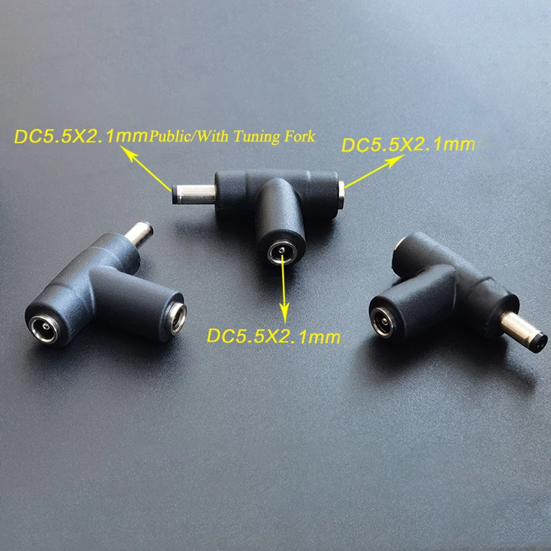 Fuente de alimentación CC macho y dos hembra, adaptador de tres vías CC, enchufe de alimentación de 1/2 en forma de T 5,5*2,1/5,5*2,5mm para monitoreo/portátil - imagen 4