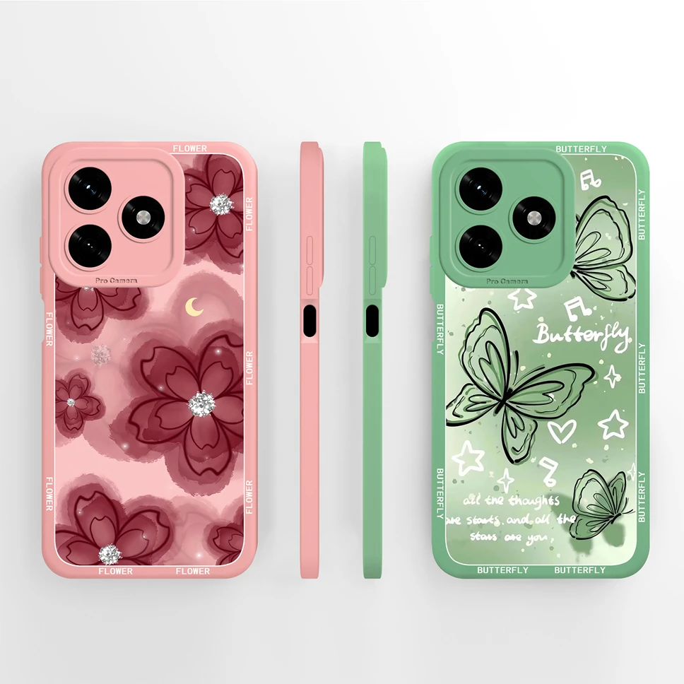 Funda de teléfono para Honor X5C Plus X5 4G, bonitos patrones de flores, protección completa, funda de silicona líquida suave para HonorX5 X 5c + parachoques