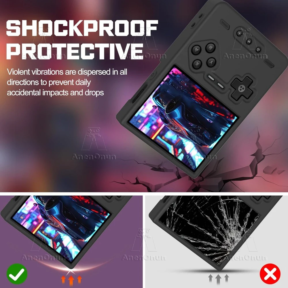 Trimui Brick Funda de Silicona con Cordón A Prueba de Golpes Antiarañazos Durable Piel de Carcasa Suave Cubierta Protectora de Agarre Antideslizante - Negro - imagen 4