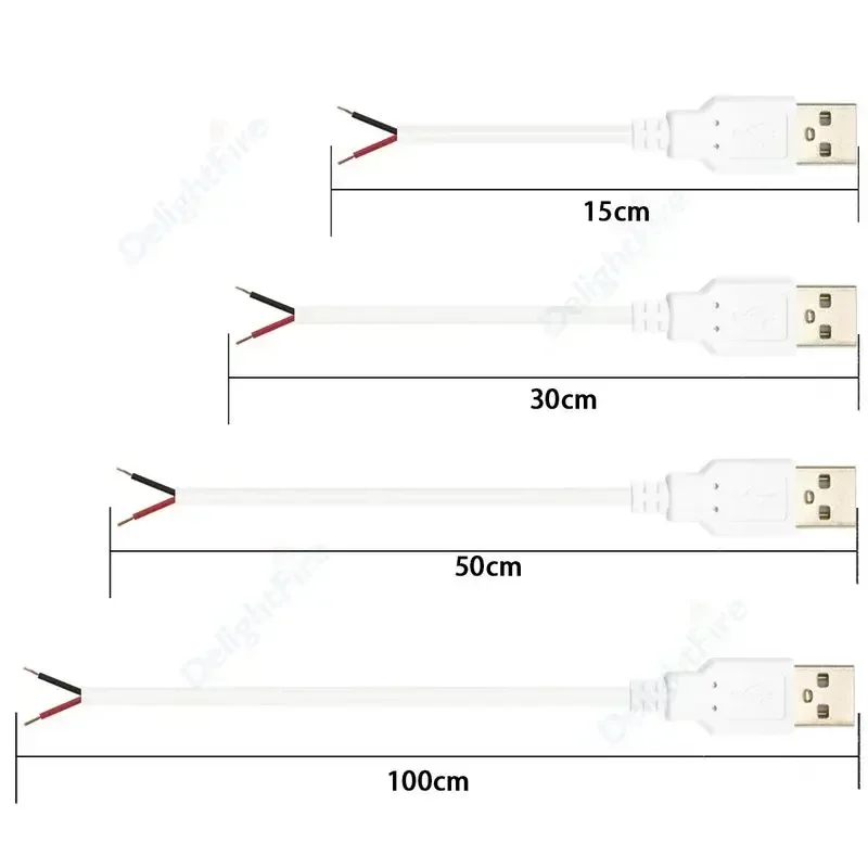 Cable USB Pigtail macho hembra Cable de alimentación pelado conector de repuesto de 12V para tira LED USB reemplazar reparación ventiladores altavoz - imagen 5