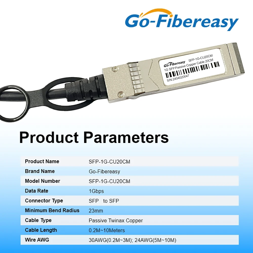 Cable SFP 1Gb DAC 0,2 m ~ 10m SFP a SFP Cables de cobre pasivos de conexión directa totalmente compatibles Cisco, MikroTik, interruptor de fibra TP-Link - imagen 2