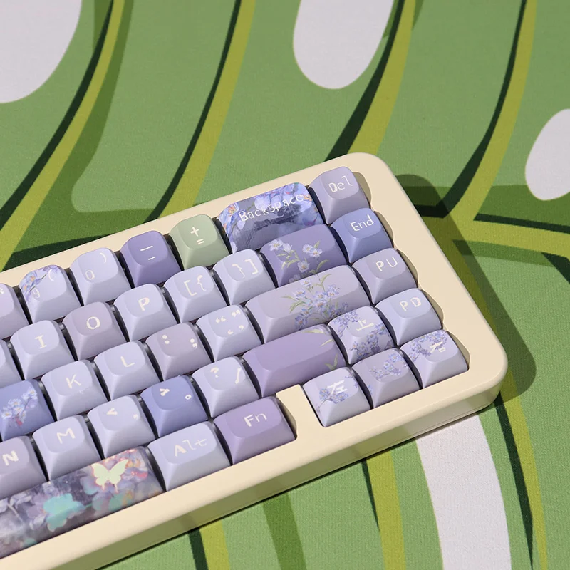 Teclas de color púrpura para teclado mecánico Cherry MX Switch, 156 teclas, elemento de flor, PBT Dye-Sub Cherry - imagen 5