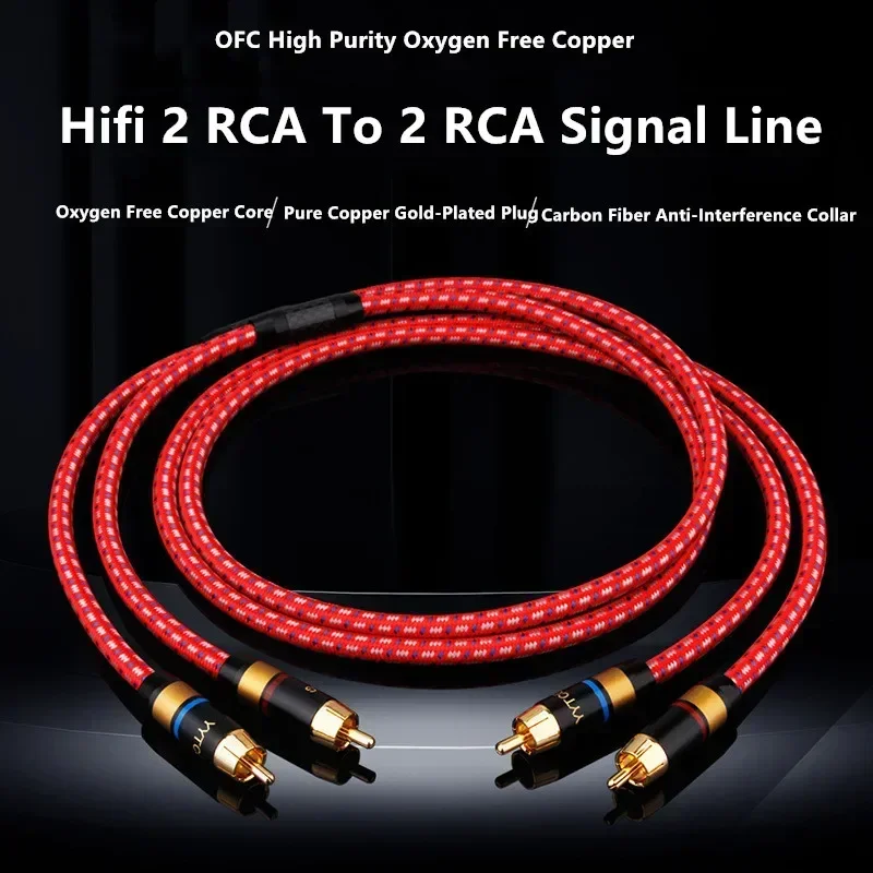 Cable de altavoz RCA, Cable de interconexión RCA a 2RCA para amplificador de Audio, DAC, TV, DVD, sistema de sonido de cine en casa, línea de señal RCA Hifi - imagen 2