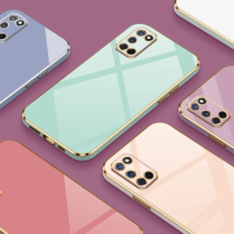 Para OPPO A52 A72 A92 funda de lujo chapada cuadrada CPH2061 CPH2067 CPH2059 CPH2069 funda de teléfono a92 72 funda trasera de silicona a prueba de golpes - imagen 2