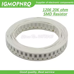 100 Uds 1206 resistencia SMD 1% resistencia 20K ohm resistencia de chip 0,25 W 1/4 W 203 IGMOPNRQ
