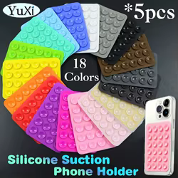 Soporte de succión de silicona para teléfono, alfombrilla con ventosa multifuncional, soporte de pared antideslizante, funda de un solo lado, pegatinas traseras, 5 uds.