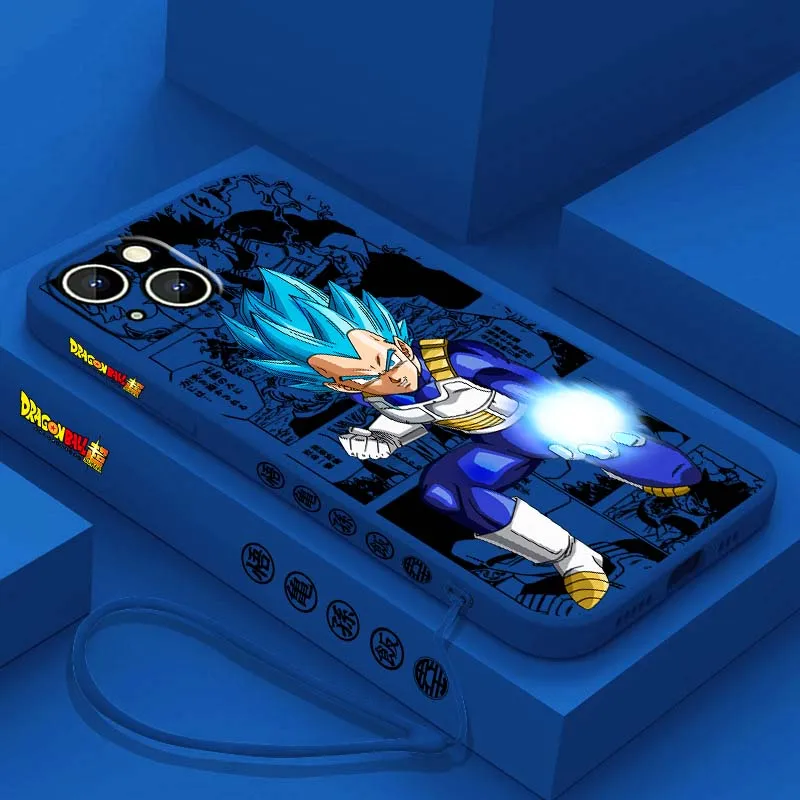 Anime d-dragon Ball Vegeta para Apple iPhone 17 16 15 14 13 12 11 Air Mini Plus Pro Max cubierta de la caja del teléfono de la cuerda izquierda líquida - imagen 4